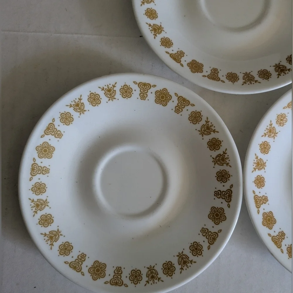Corelle Butterfly Gold Saucers. 3 Included.